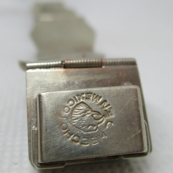 MEXICAN SILVER Green Onyx Tribal Masks Bracelet Gemstone Rectangles Sectional - Picture 9 of 12